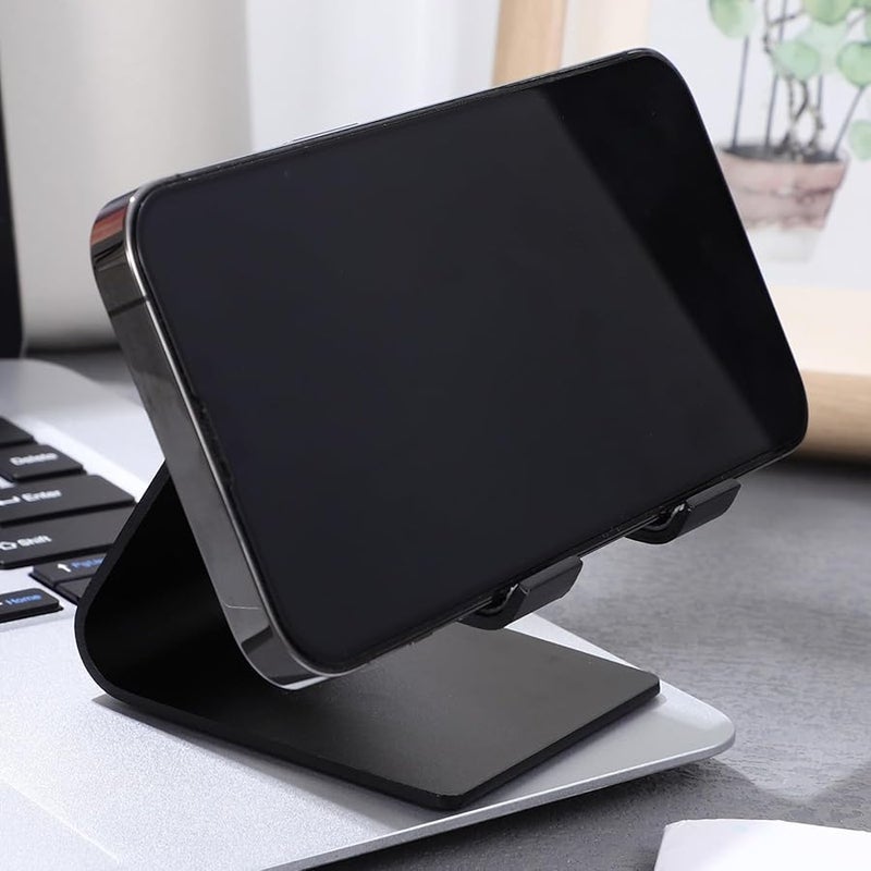 Aluminum Alloy Phone Stand 2 Pcs Black Mobile Holder Compatible with Smartphones for Desk Home Office - Image 4